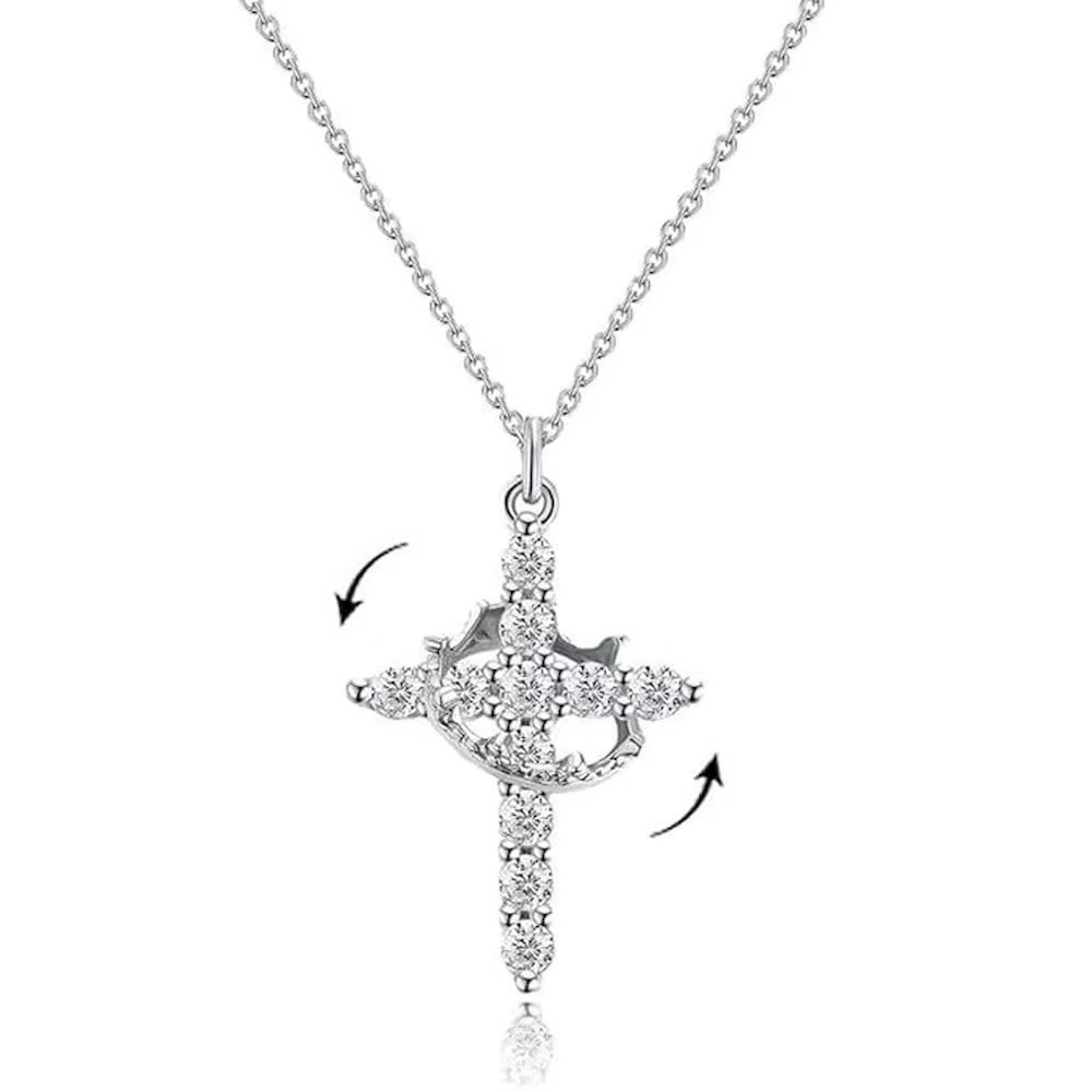 LivelyMelory - collier croix et couronne