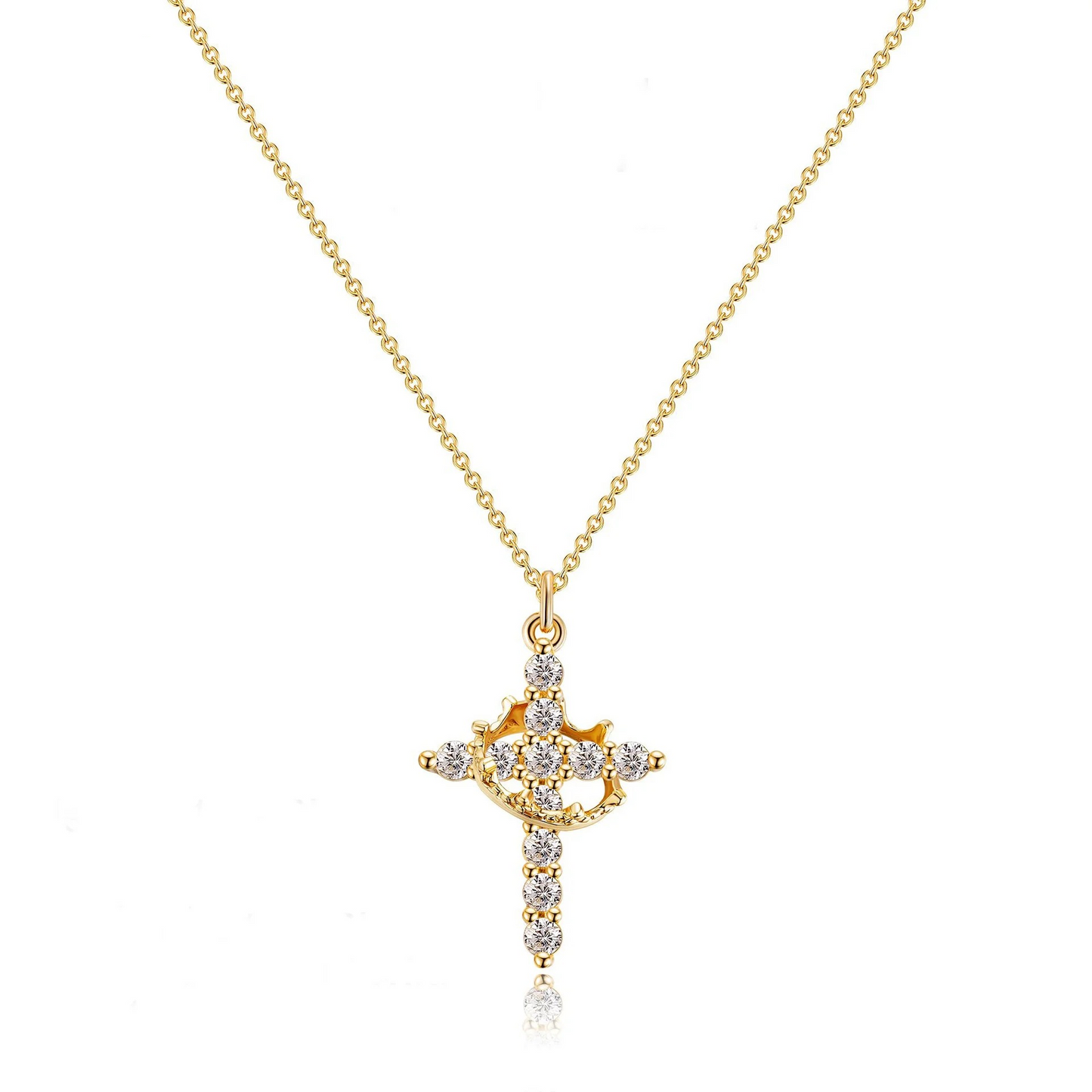 LivelyMelory - collier croix et couronne